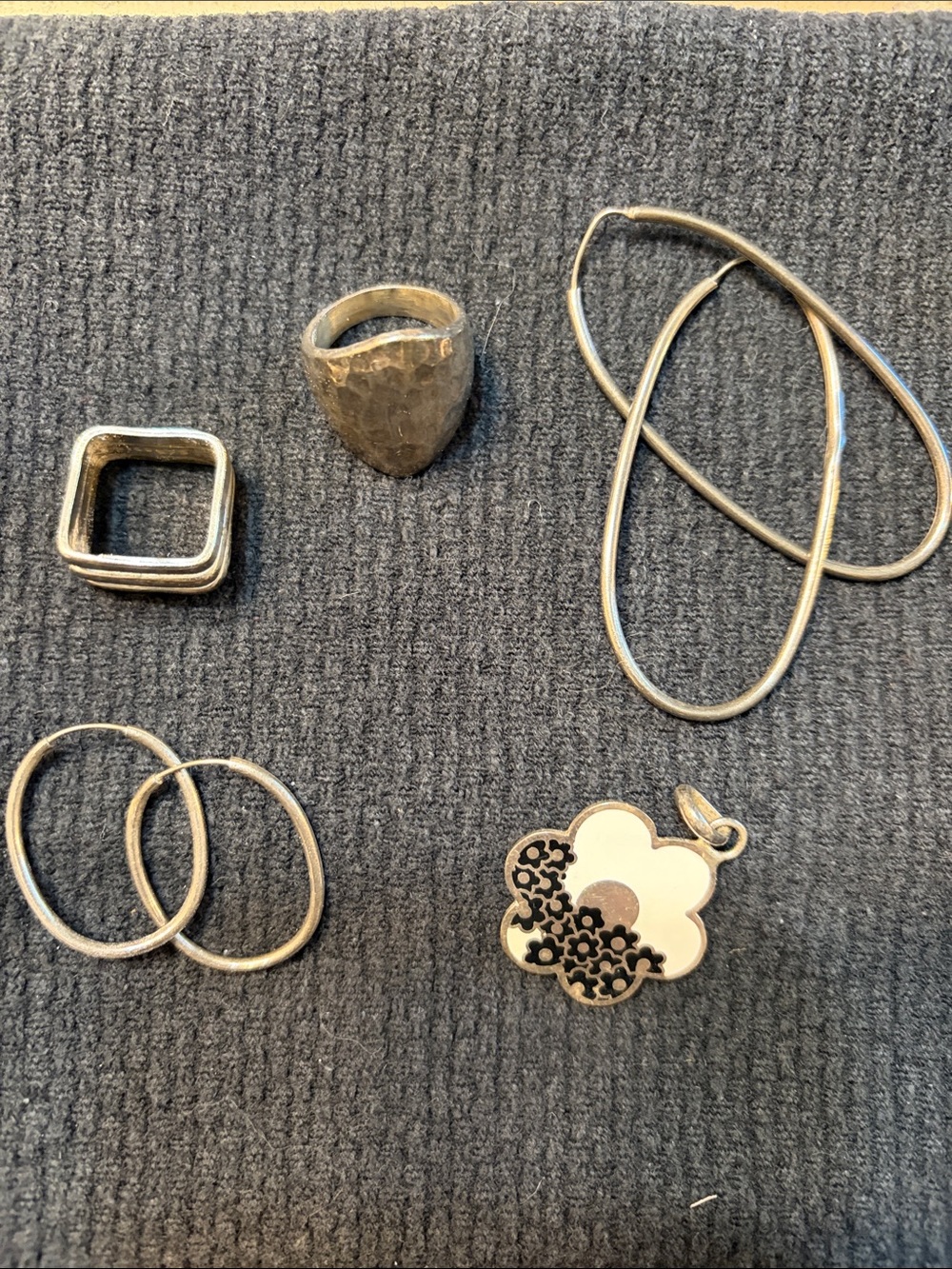 ALL 5 pieces 925 Sterling Silver Pendant, earrings,  and Rings